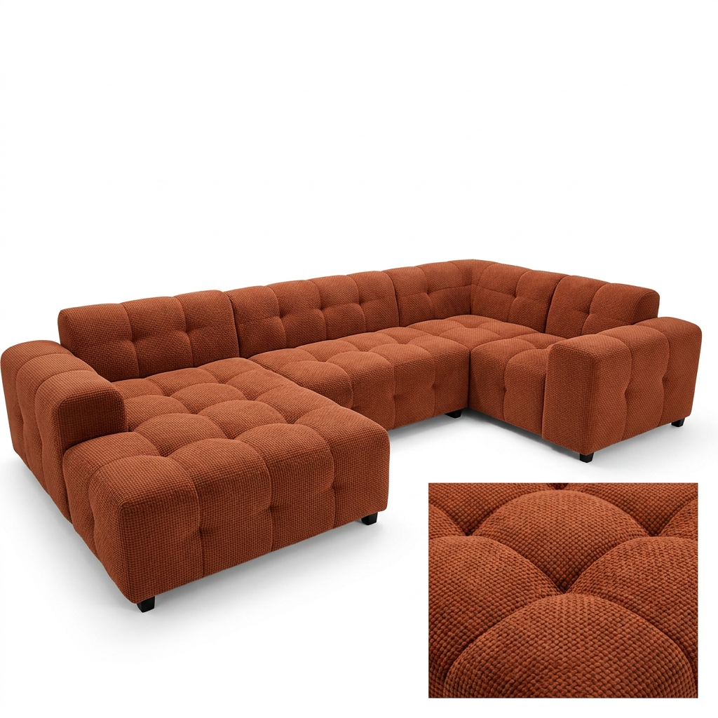 Canapé EMRE convertible - Tissu terracotta FLOW 9