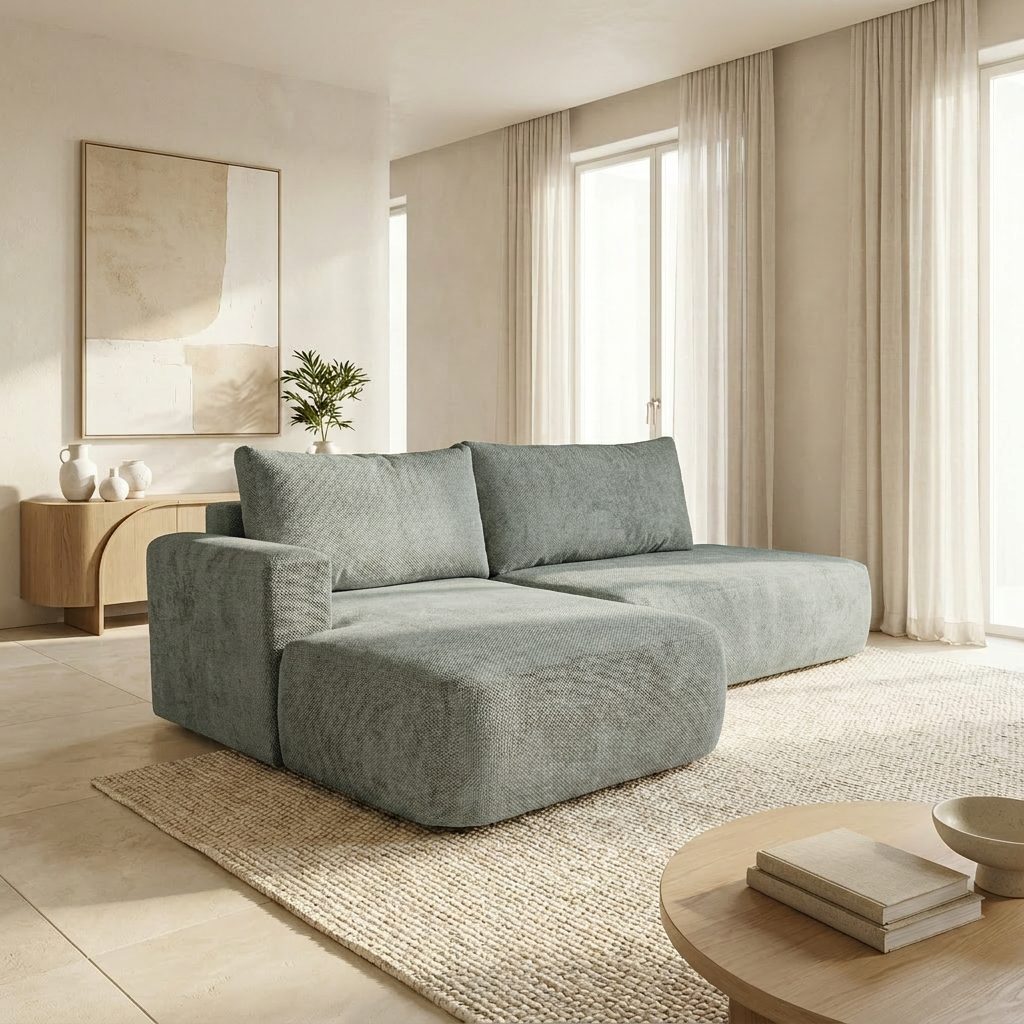 Canapé convertible avec coffre de rangement - COMO - Tissu VIBE 85