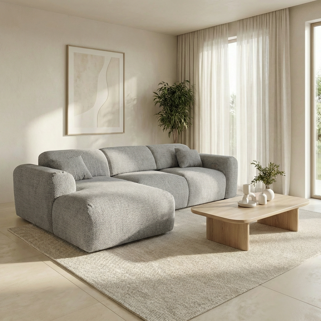 Canapé convertible CLOUD - Tissu texturé gris