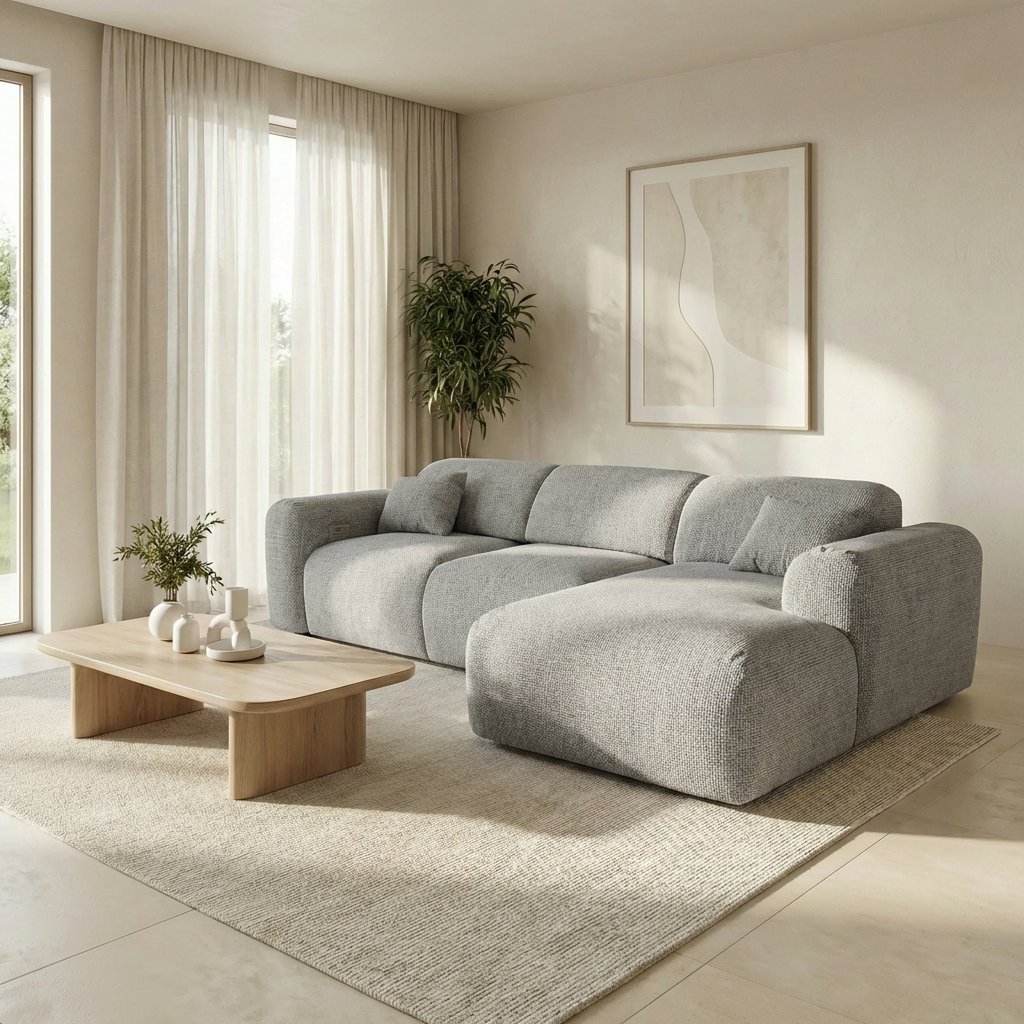 Canapé convertible électrique CLOUD - Tissu texturé gris