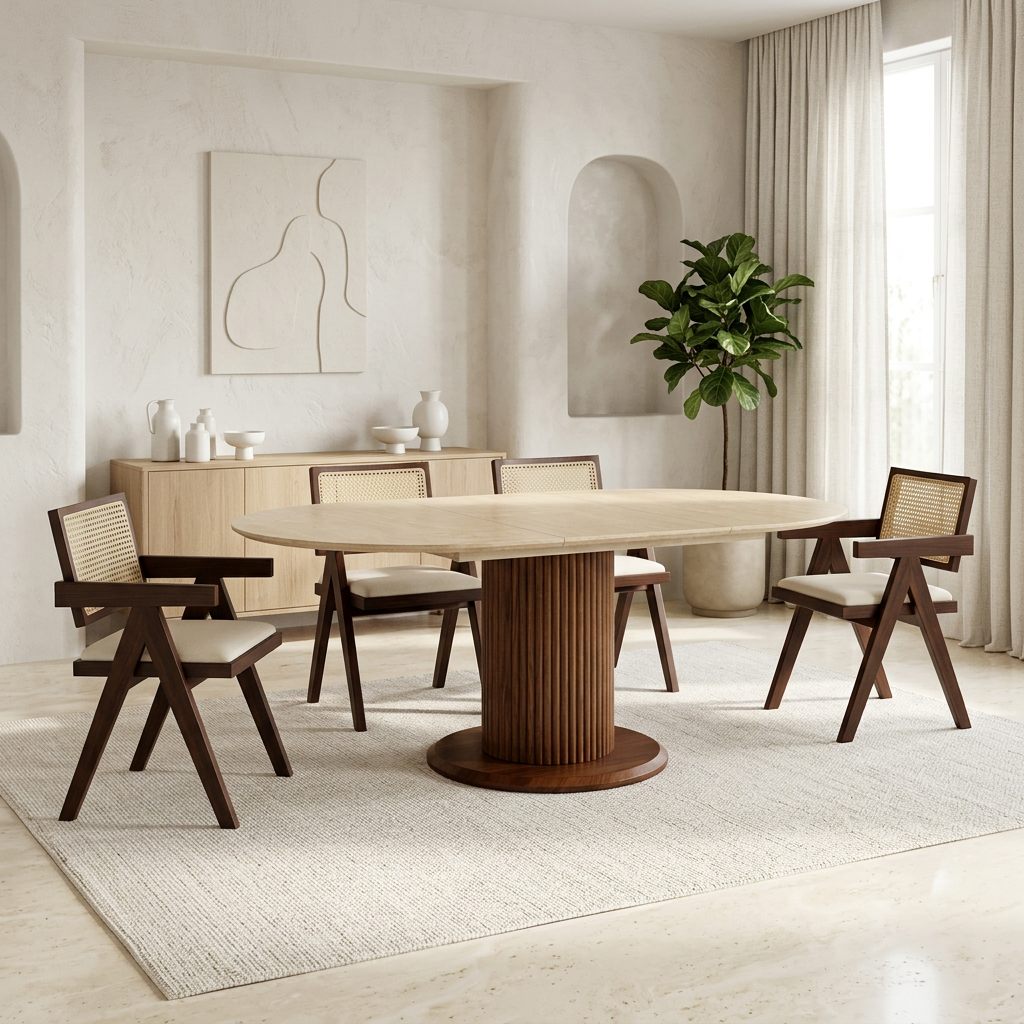 TABLE À MANGER RALLONGE CÉRAMIQUE SOFIA PIED NOYER REF 97