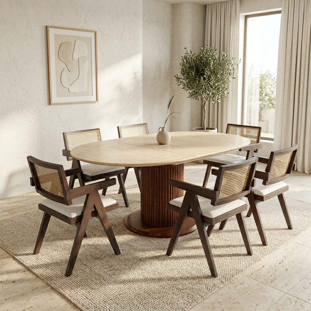TABLE À MANGER RALLONGE CÉRAMIQUE SOFIA PIED NOYER REF 97