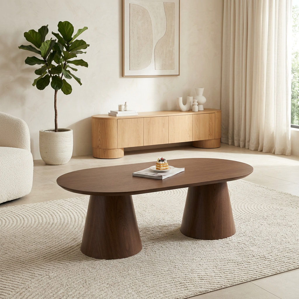 Table basse ICONIC plateau et pieds noyer - 120 cm REF 53.
