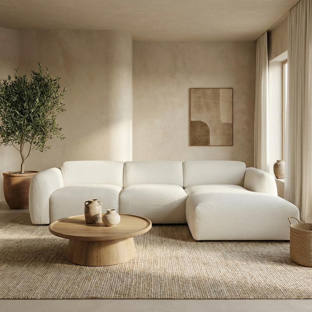 Canapé d’angle avec méridienne - CLOUD - Tissu adventure 01