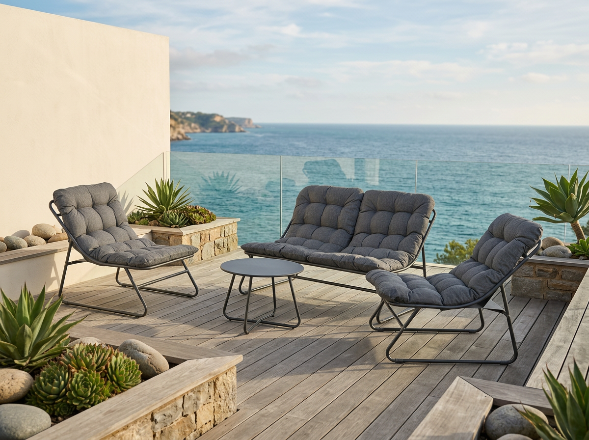 Ensemble de meubles MEGARA tissu gris REF 3043