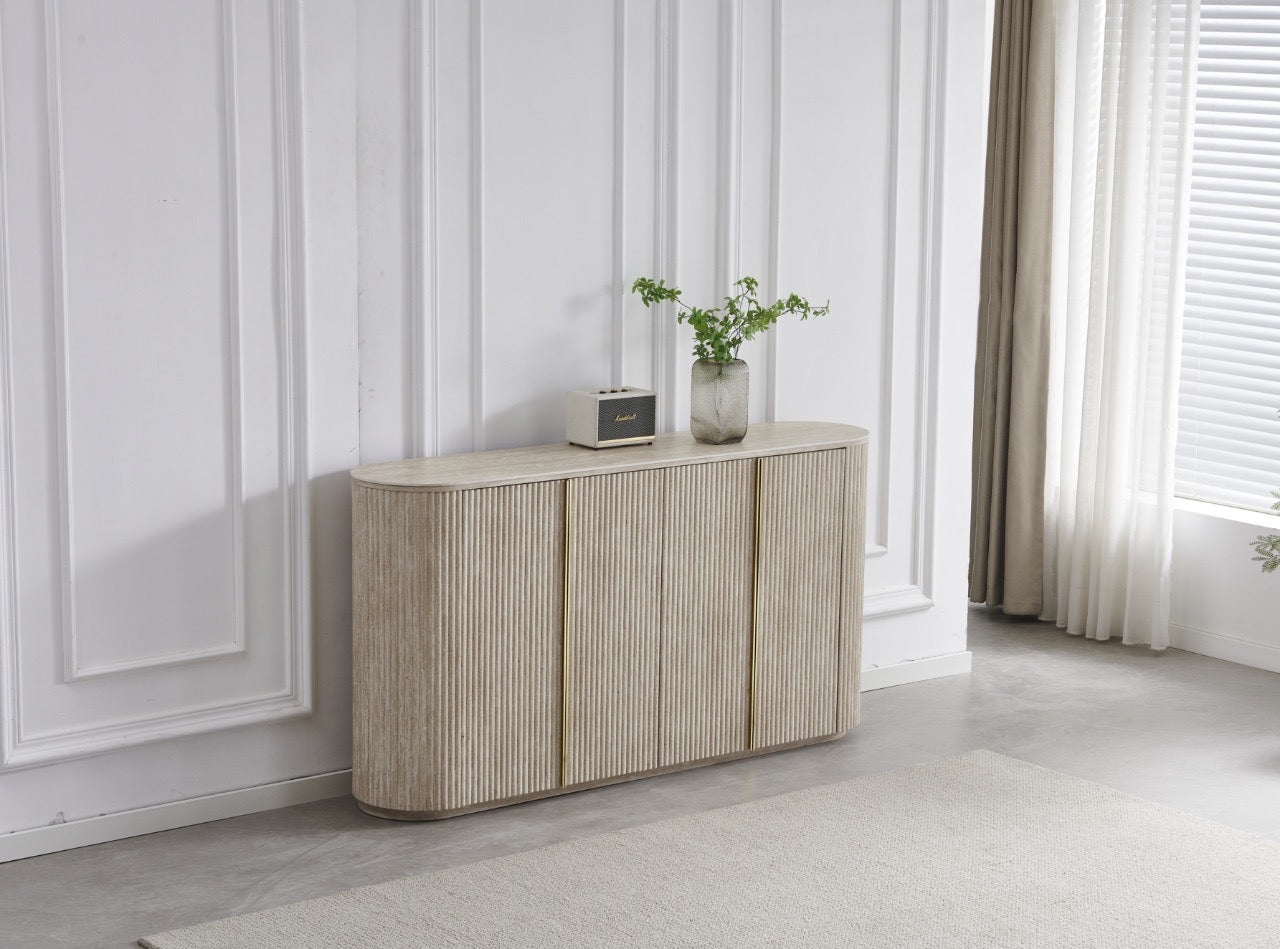 Buffet Calypso en Travertin Céramique – Design Moderne et Élégant
