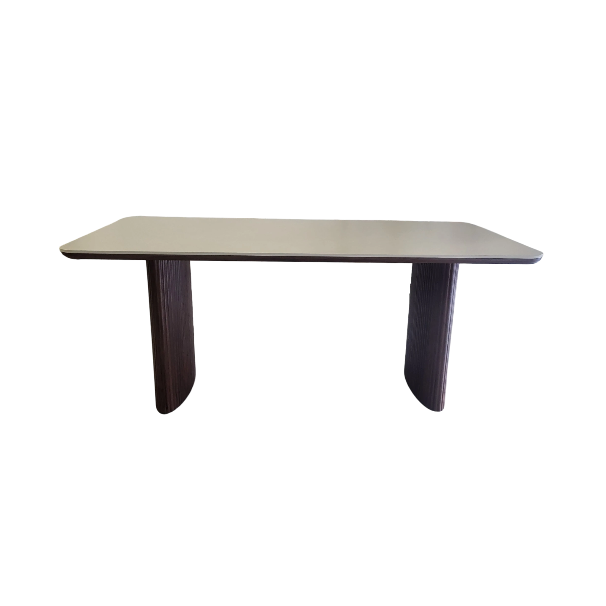 Table à manger rectangle LUNA en céramique - 180cm - Pied noyer plateau ceramic 10mm blanc cassé- REF 1009