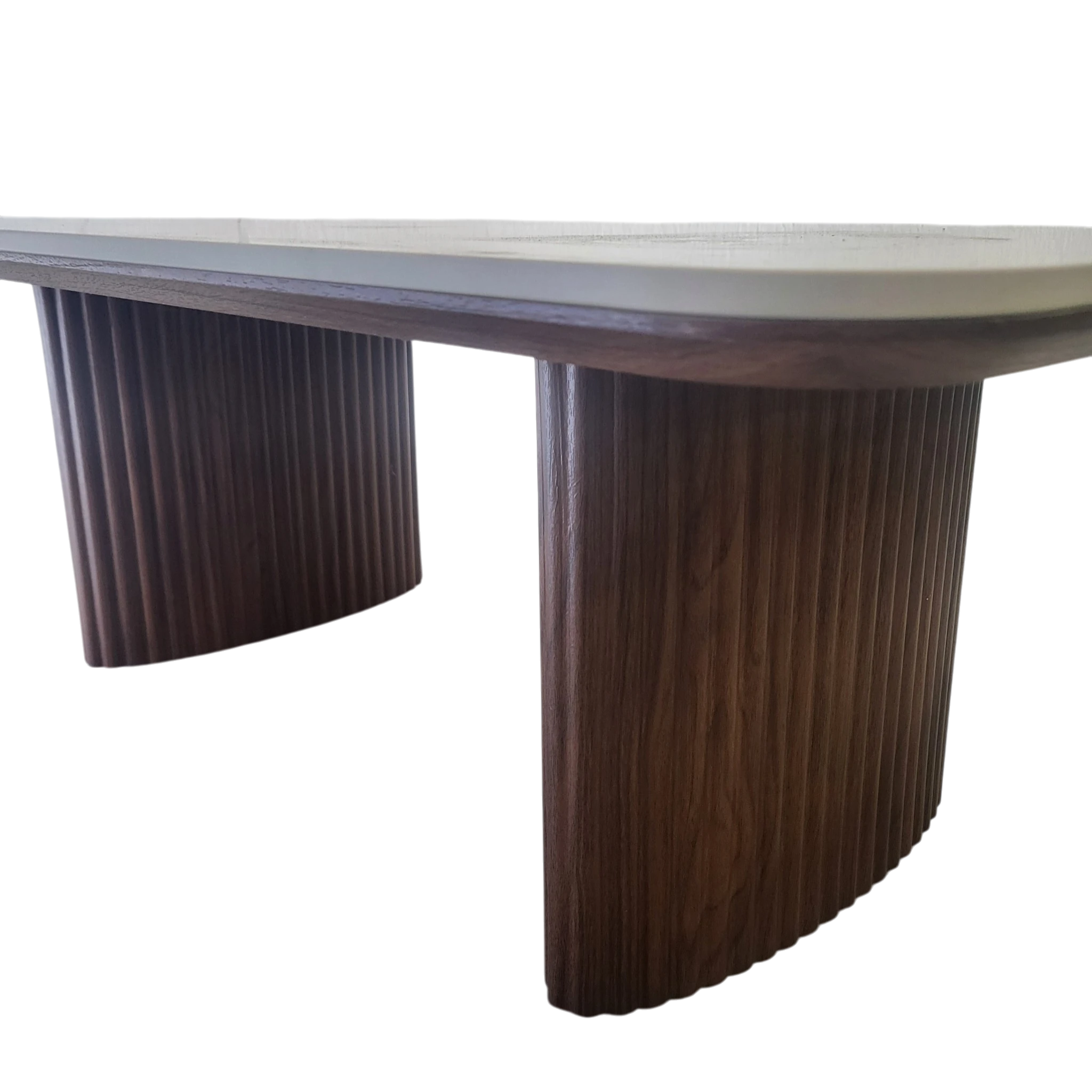 Table à manger rectangle LUNA en céramique - 180cm - Pied noyer plateau ceramic 10mm blanc cassé- REF 1009