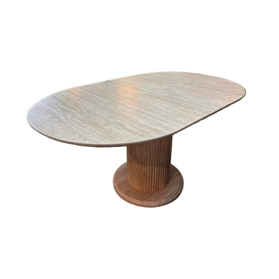 TABLE À MANGER RALLONGE CÉRAMIQUE SOFIA PIED TRAVERTIN REF 98
