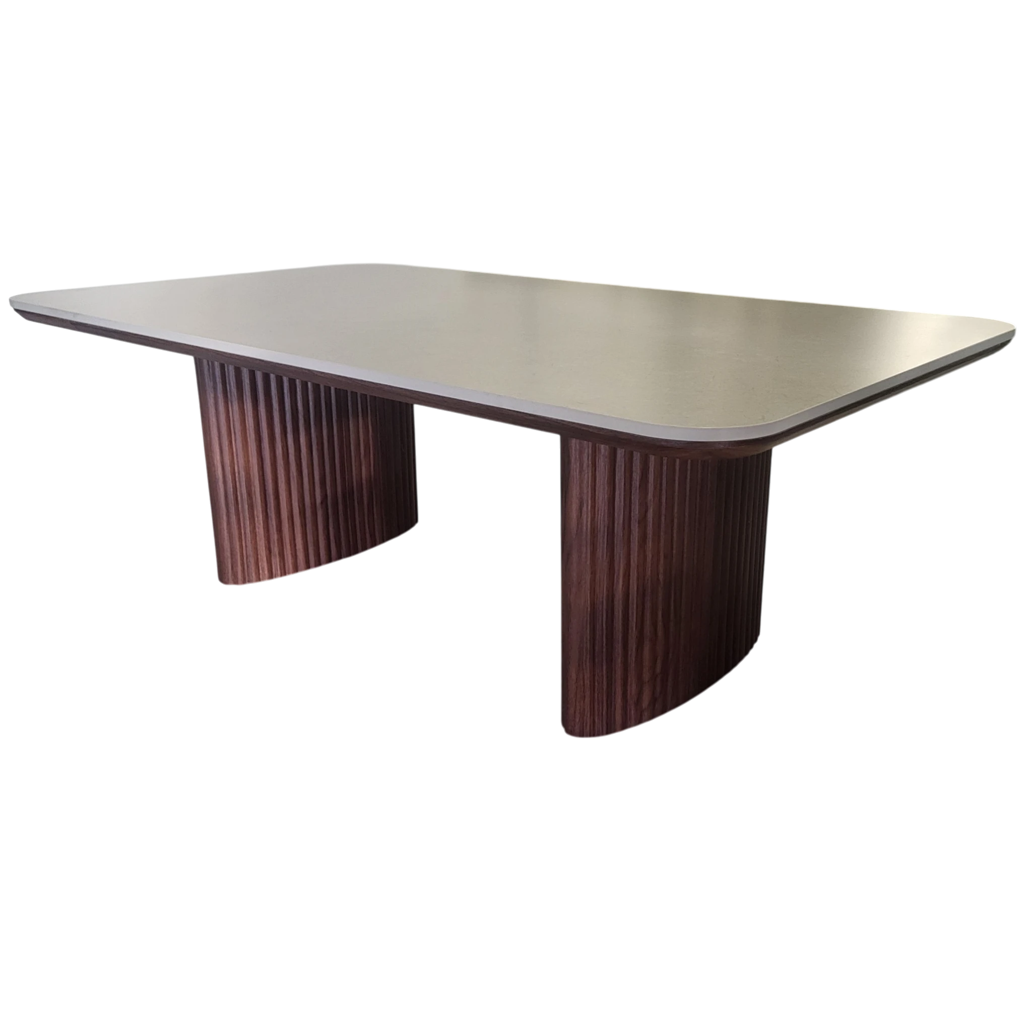 Table basse LUNA ceramic rectangle pied noyer plateau ceramic 10mm blanc cassé - sku 1010