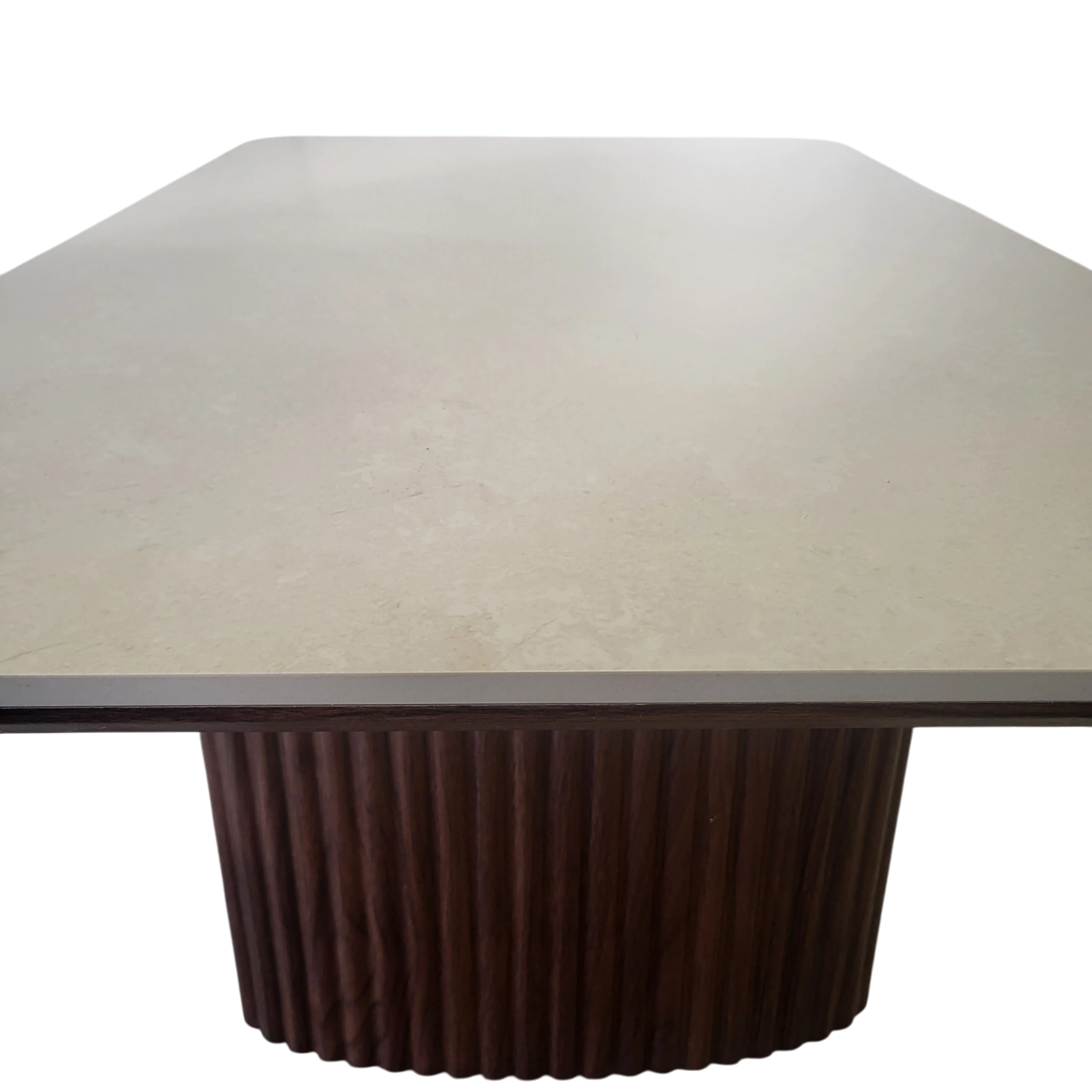 Table basse LUNA ceramic rectangle pied noyer plateau ceramic 10mm blanc cassé - sku 1010