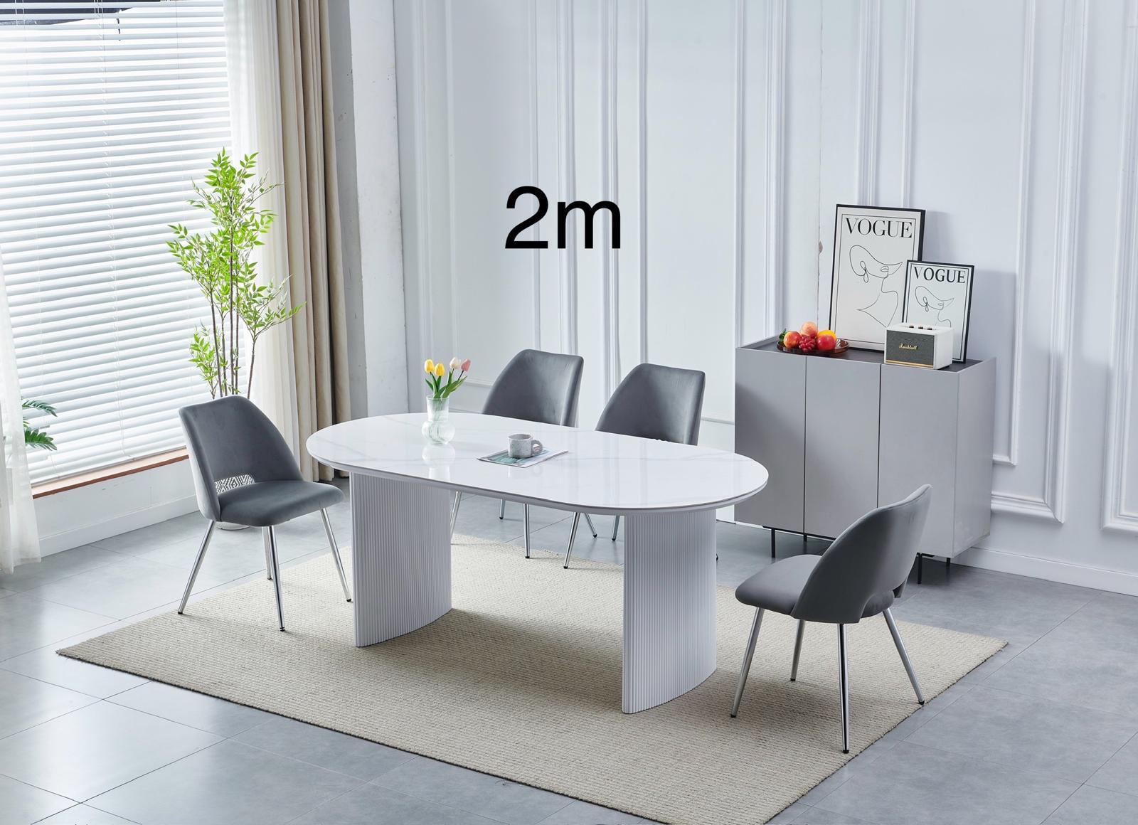 TABLE A MANGER JOSEPHINE PIED BLANC PLATEAU MARBRE BLANC MARRON