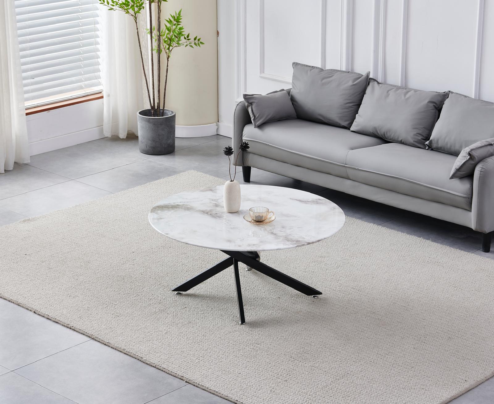 TABLE BASSE OLIVIA MABRE BLANC GRIS PIED NOIR