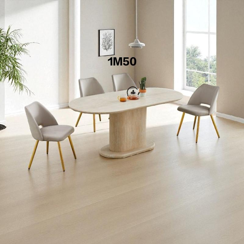 TABLE A MANGER LEA EFFET TRAVERTIN 150