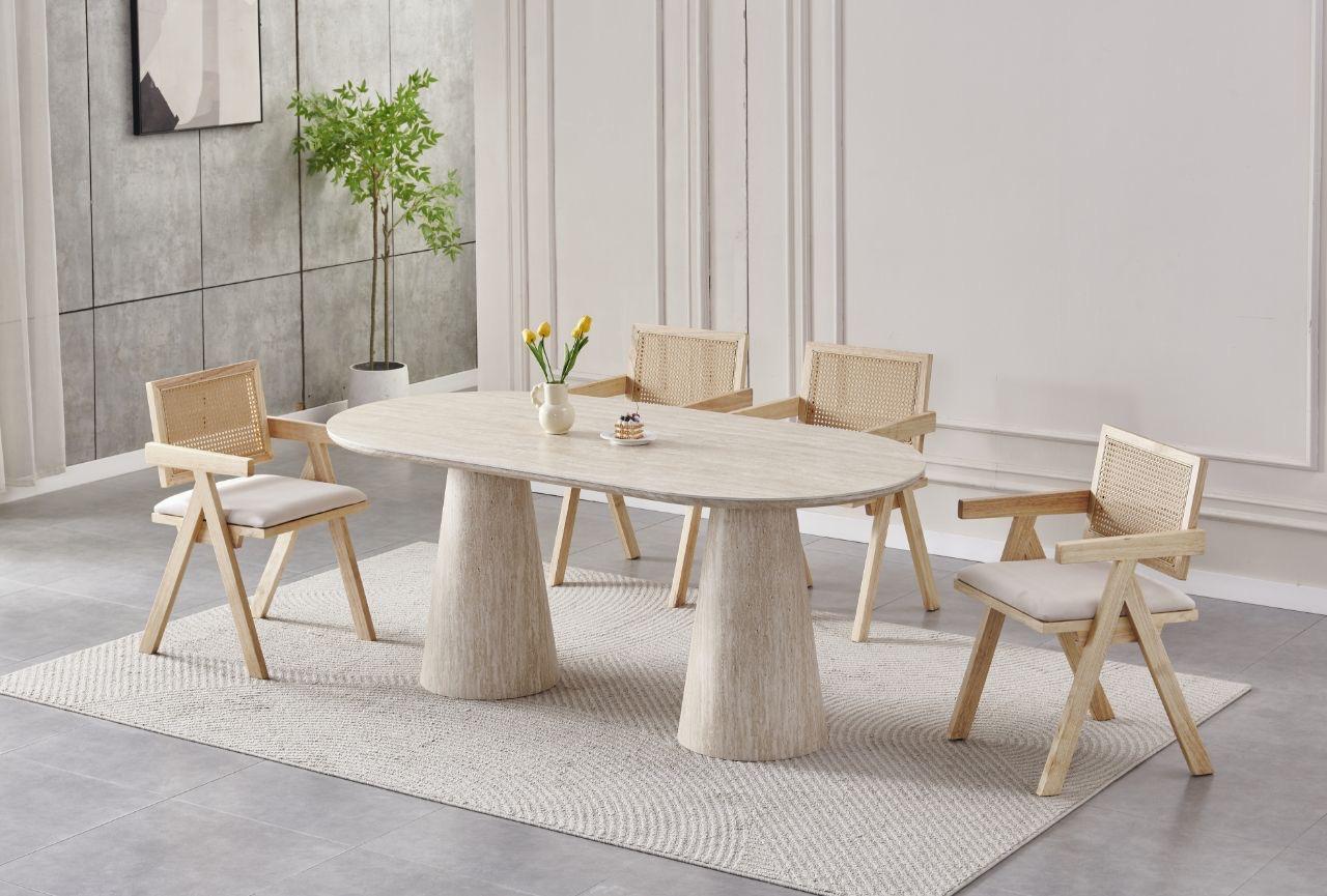 TABLE A MANGER ICONIC CERAMIQUE TRAVERTIN 180