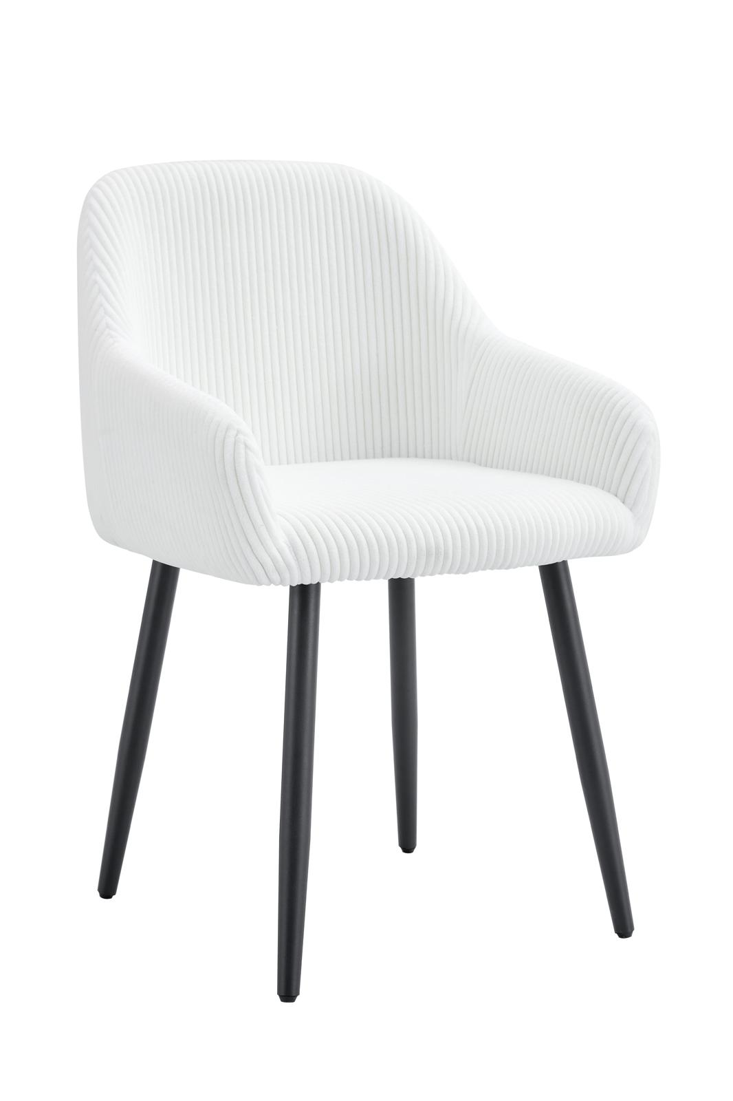 Chaise avec accoudoirs Peach – Assise côtelée écru & pieds métal noir