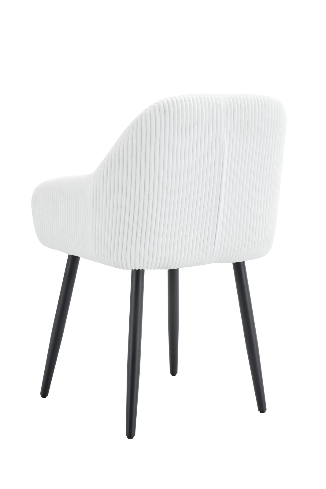 Chaise avec accoudoirs Peach – Assise côtelée écru & pieds métal noir