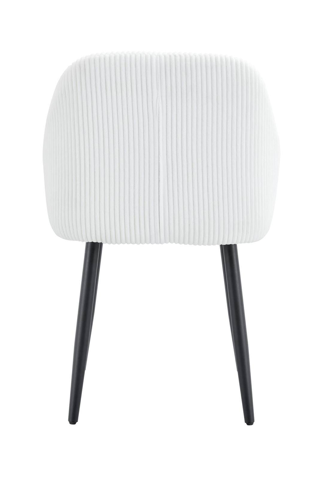 Chaise avec accoudoirs Peach – Assise côtelée écru & pieds métal noir