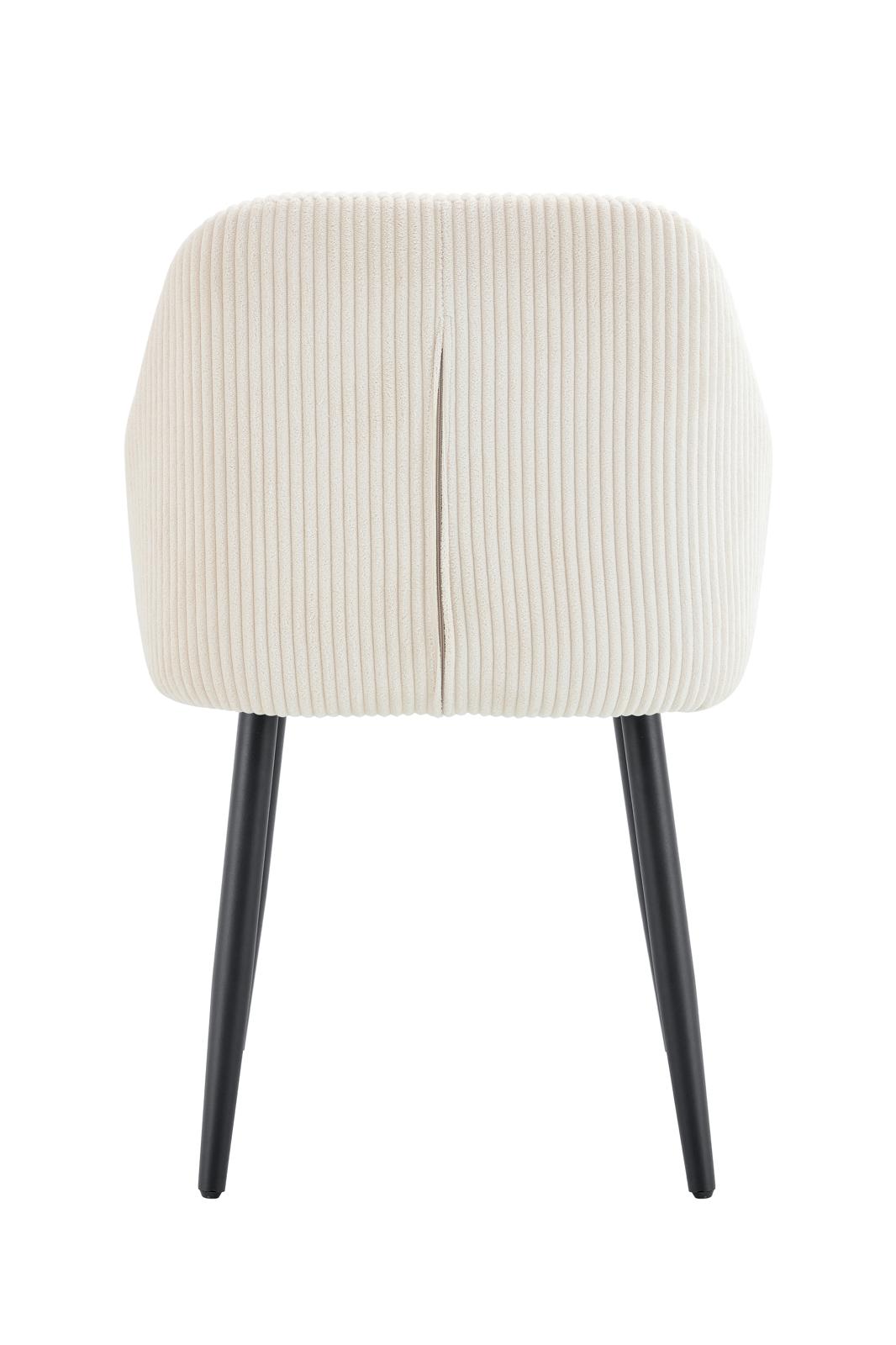 Chaise Peach avec accoudoirs – Côtelée beige & pieds métal noir