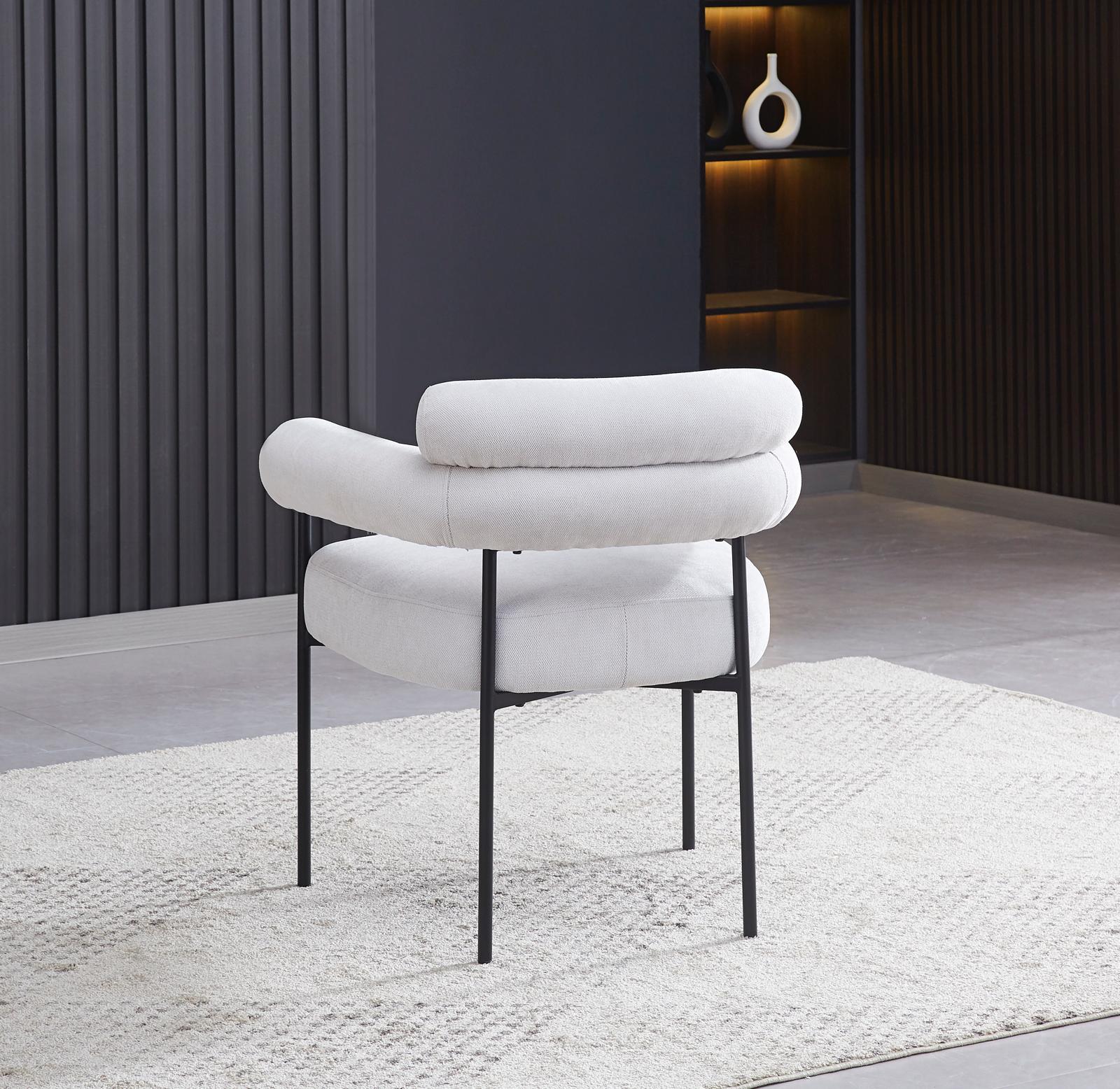 Chaise Bulle avec accoudoirs – Tissu sergé gris & pieds métal noir