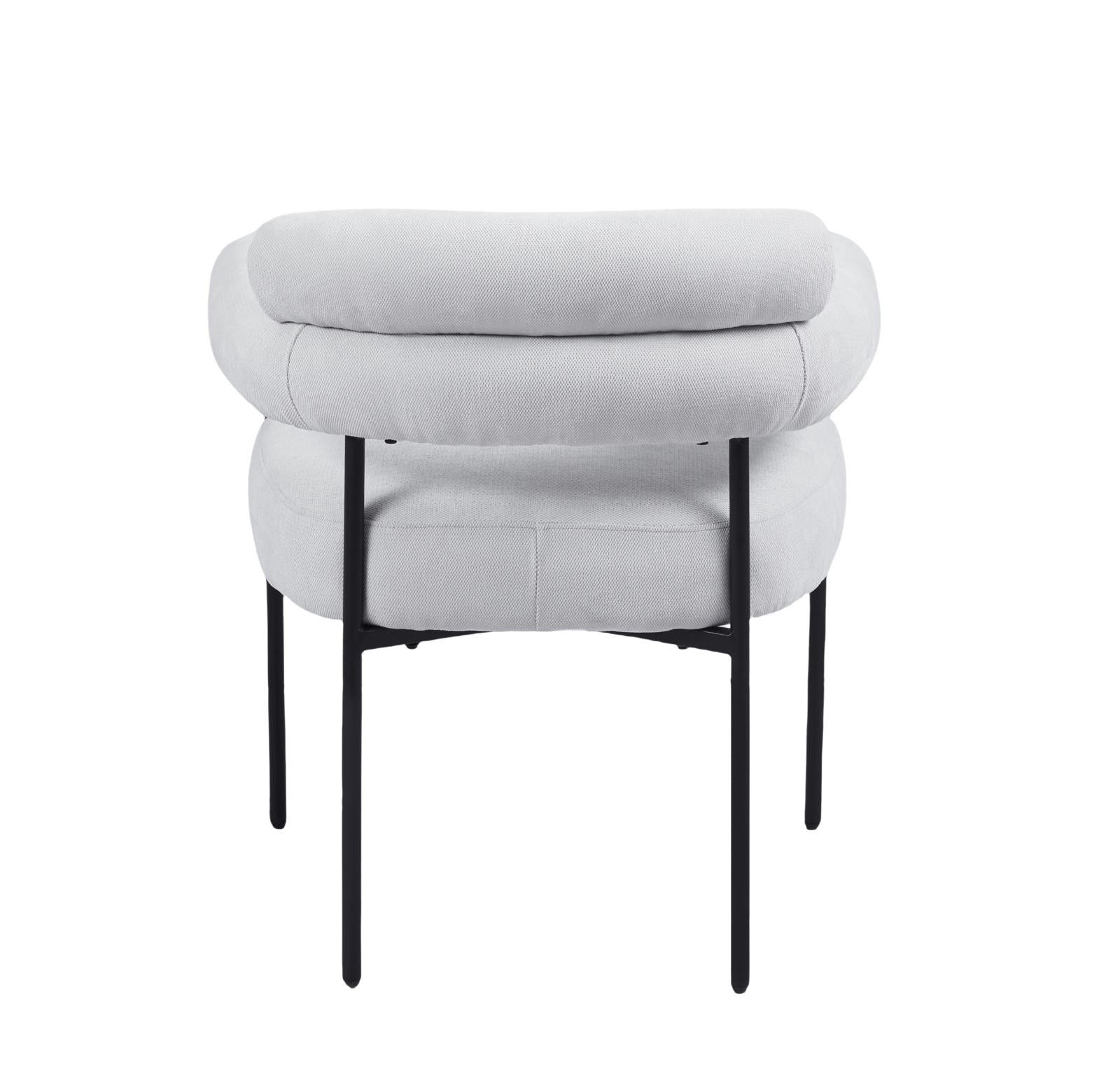 Chaise Bulle avec accoudoirs – Tissu sergé gris & pieds métal noir