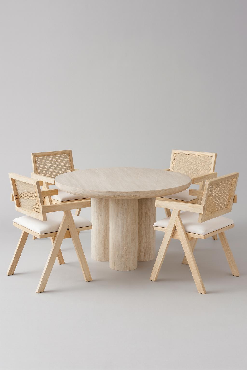 Table effet travertin Maya – Ø110 cm