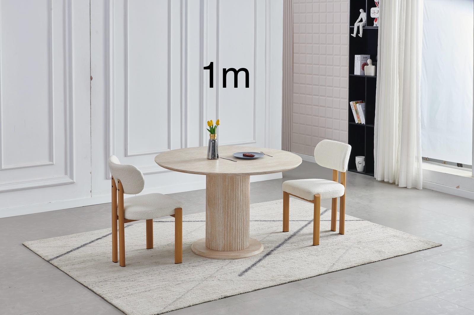 Table à manger Axel – Ronde effet travertin Ø100 cm