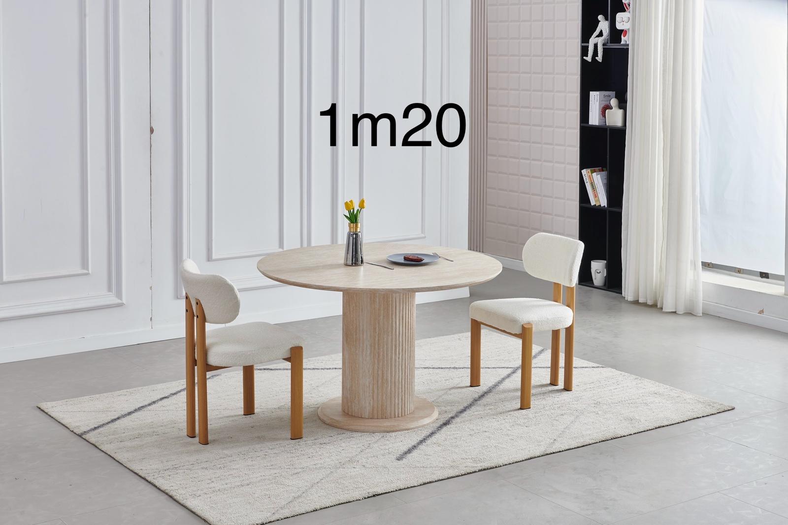 Table à manger Axel – Ronde effet travertin Ø120 cm