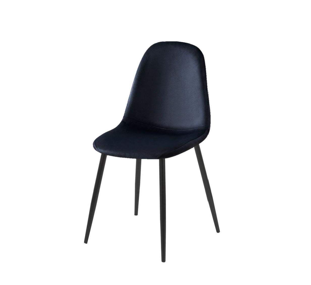 Chaise Scandi Velours noir – Piètement métal noir