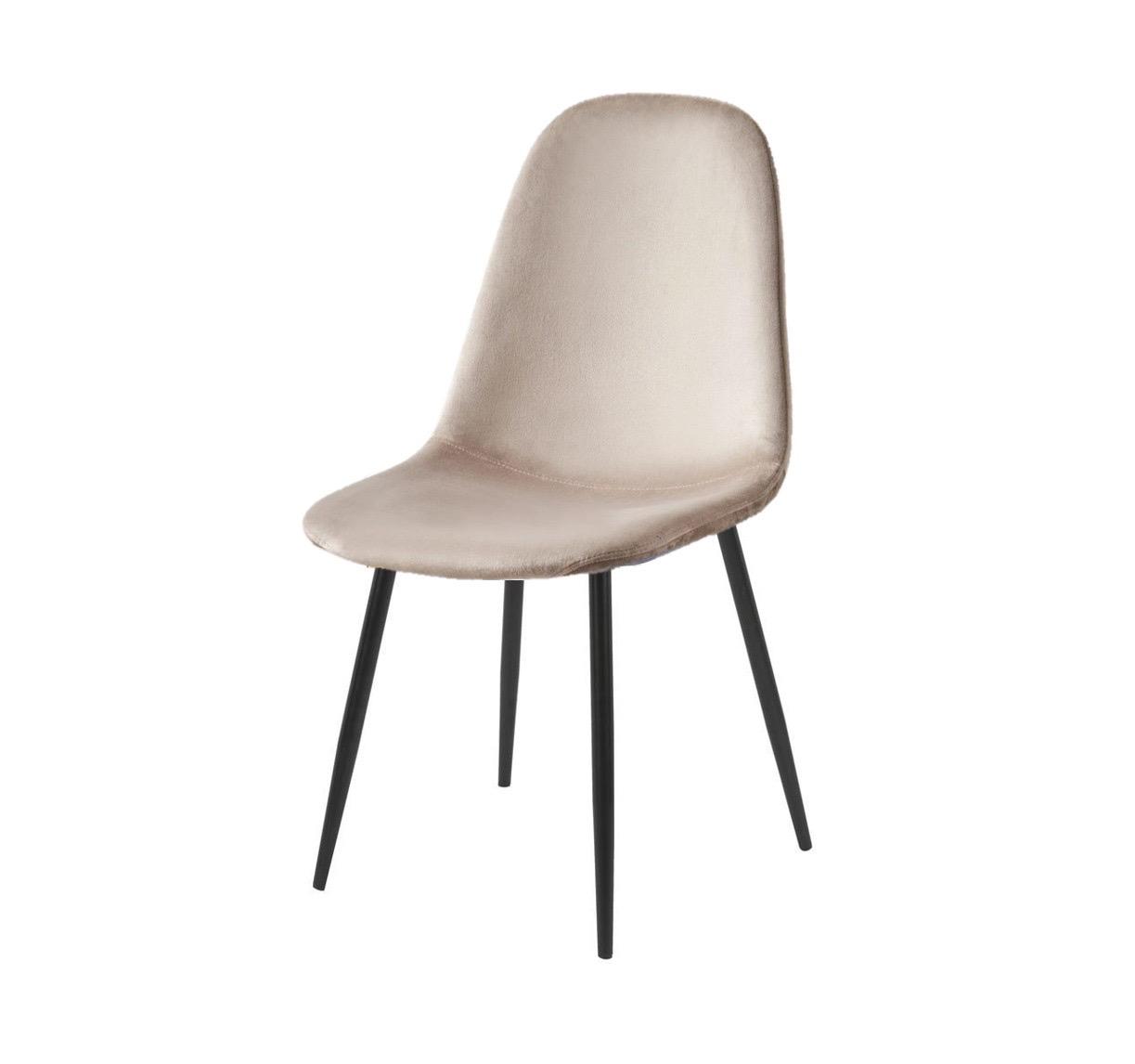 Chaise Scandi Velours taupe – Piètement métal noir