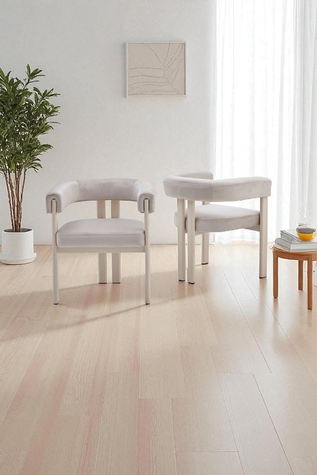 Chaise Liora Taupe – Élégance Velours & Finition Travertin