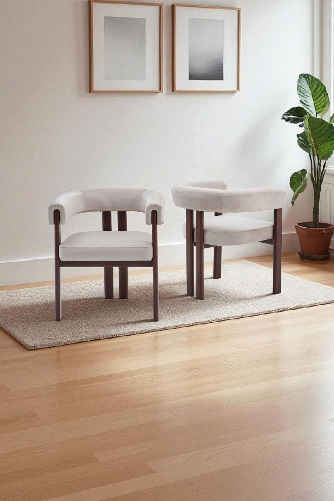 Chaise Liora Taupe – Élégance moderne & Finition bois noyer