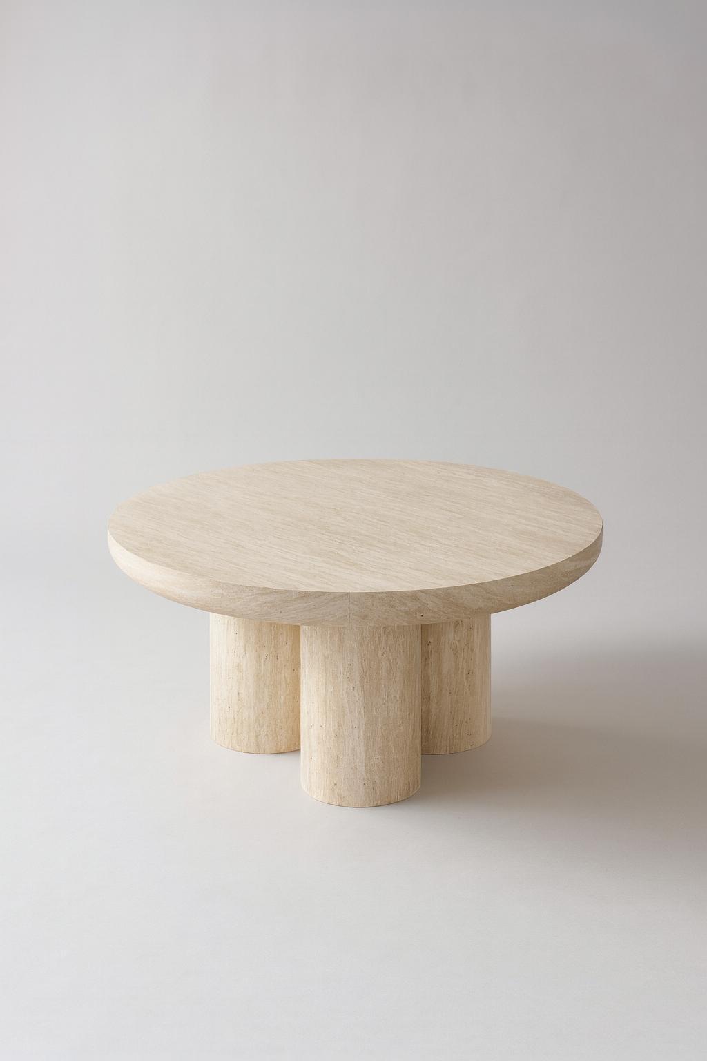 Table basse Maya – Effet travertin Ø90 cm
