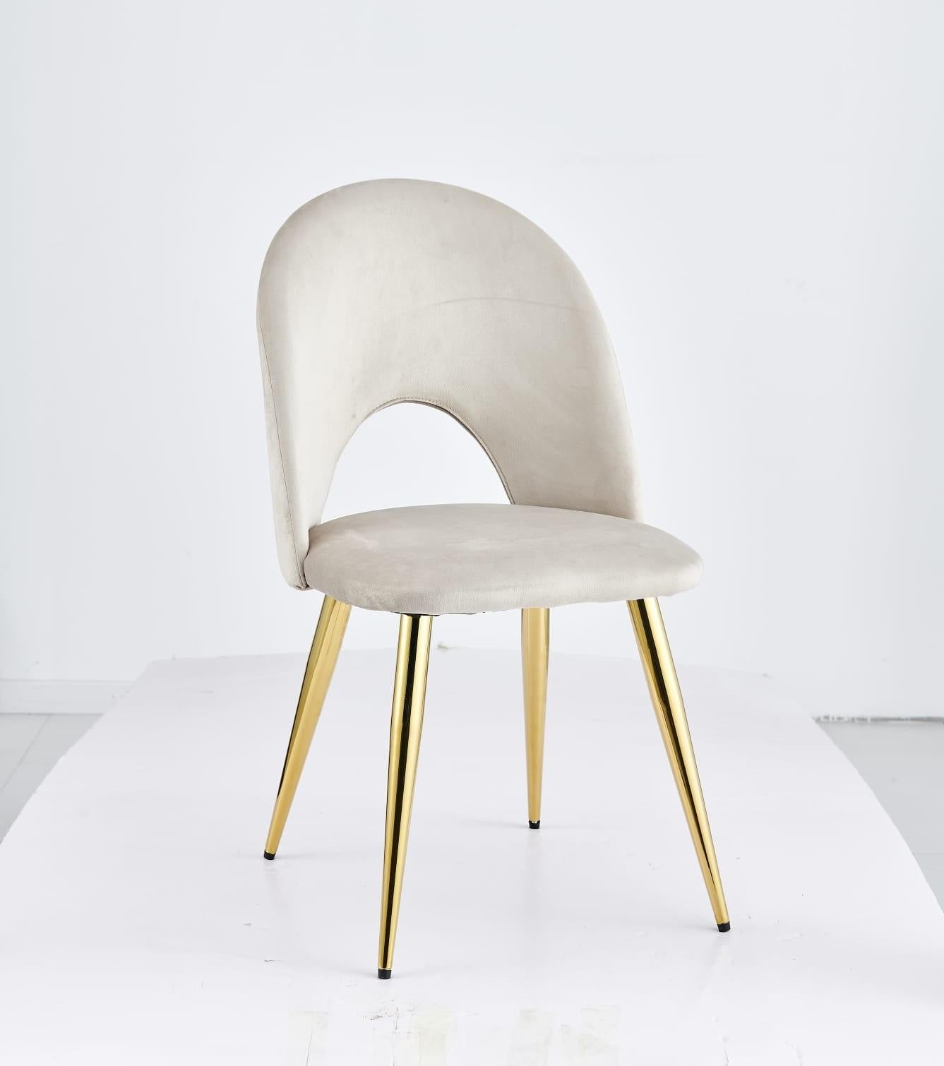 Chaise Amelia – Velours & pieds dorés