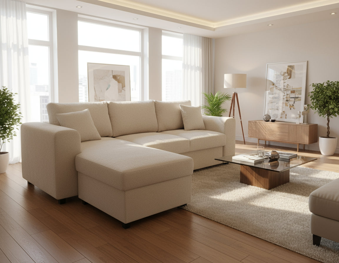 STANFORD – Tissu bouclette beige