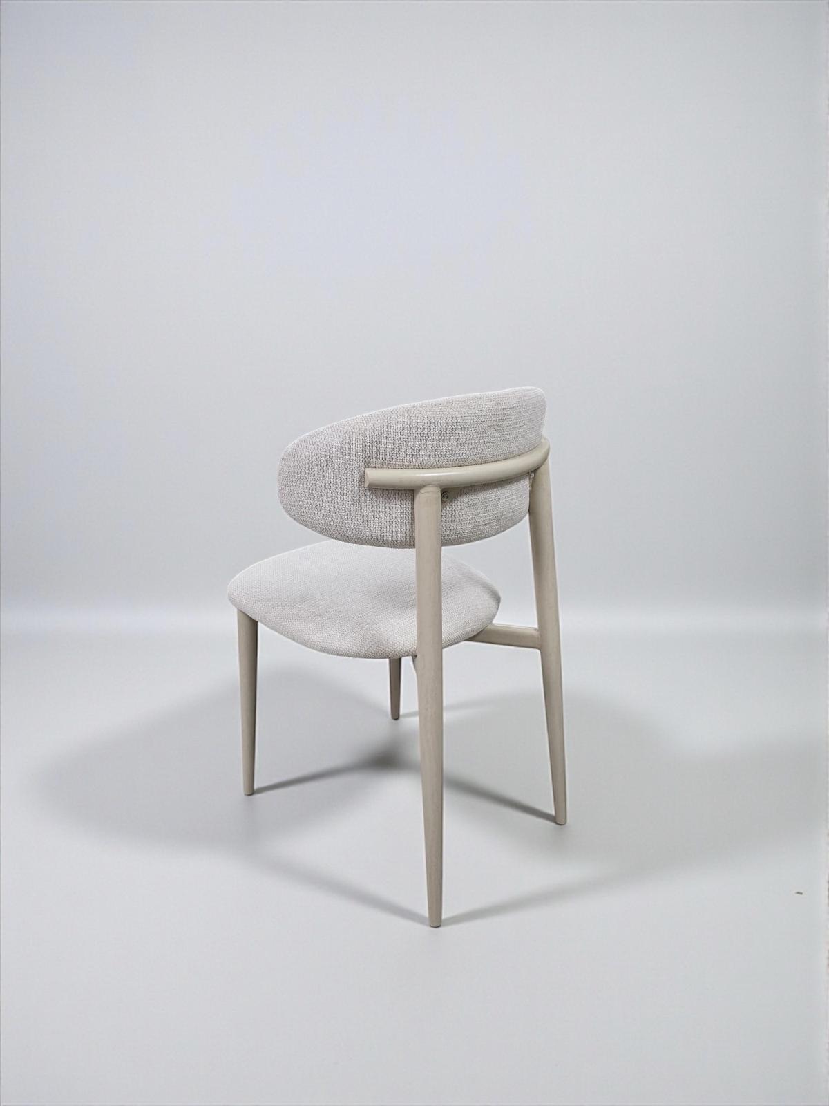 Chaise BOHÈME en tissu chenille beige - Pieds travertin sku 76