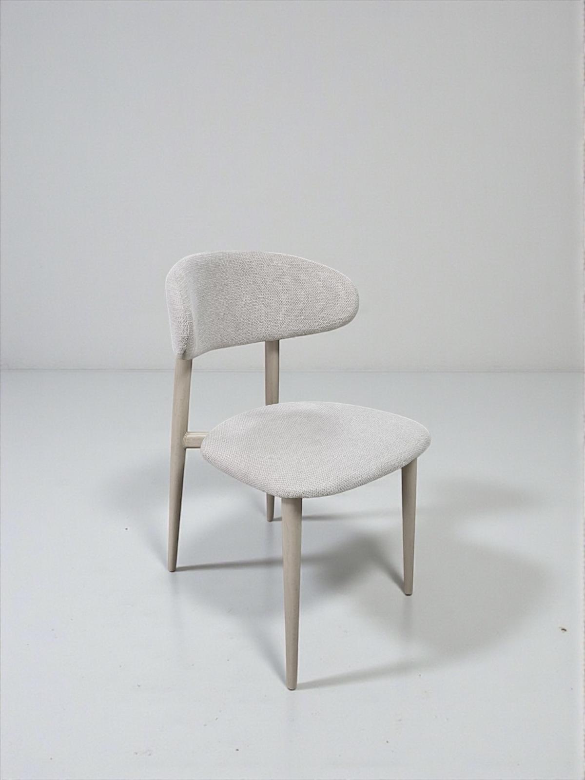 Chaise BOHÈME en tissu chenille beige - Pieds travertin sku 76