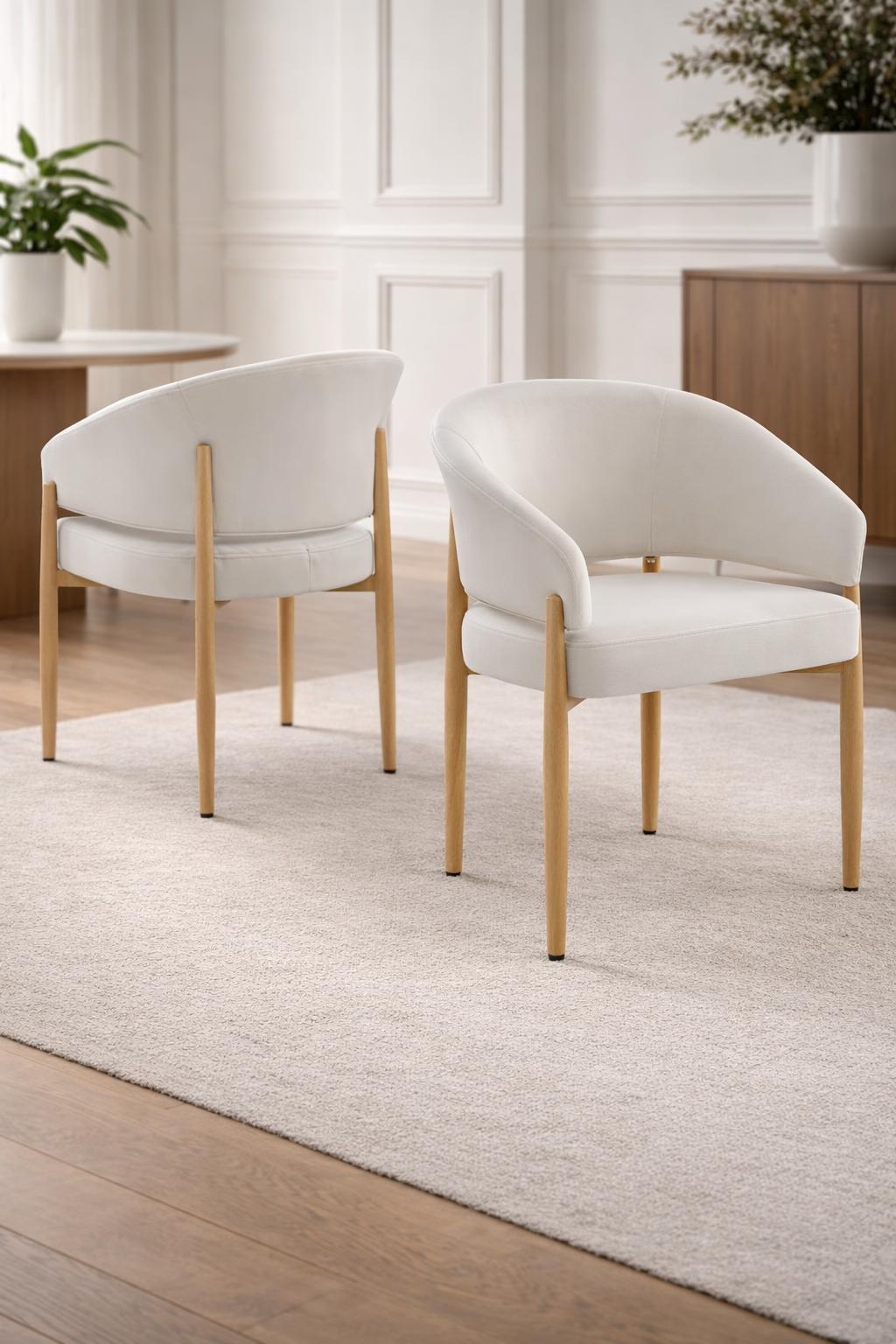 CHAISE CHARLY PIED HÊTRE VELOURS BEIGE sku 203