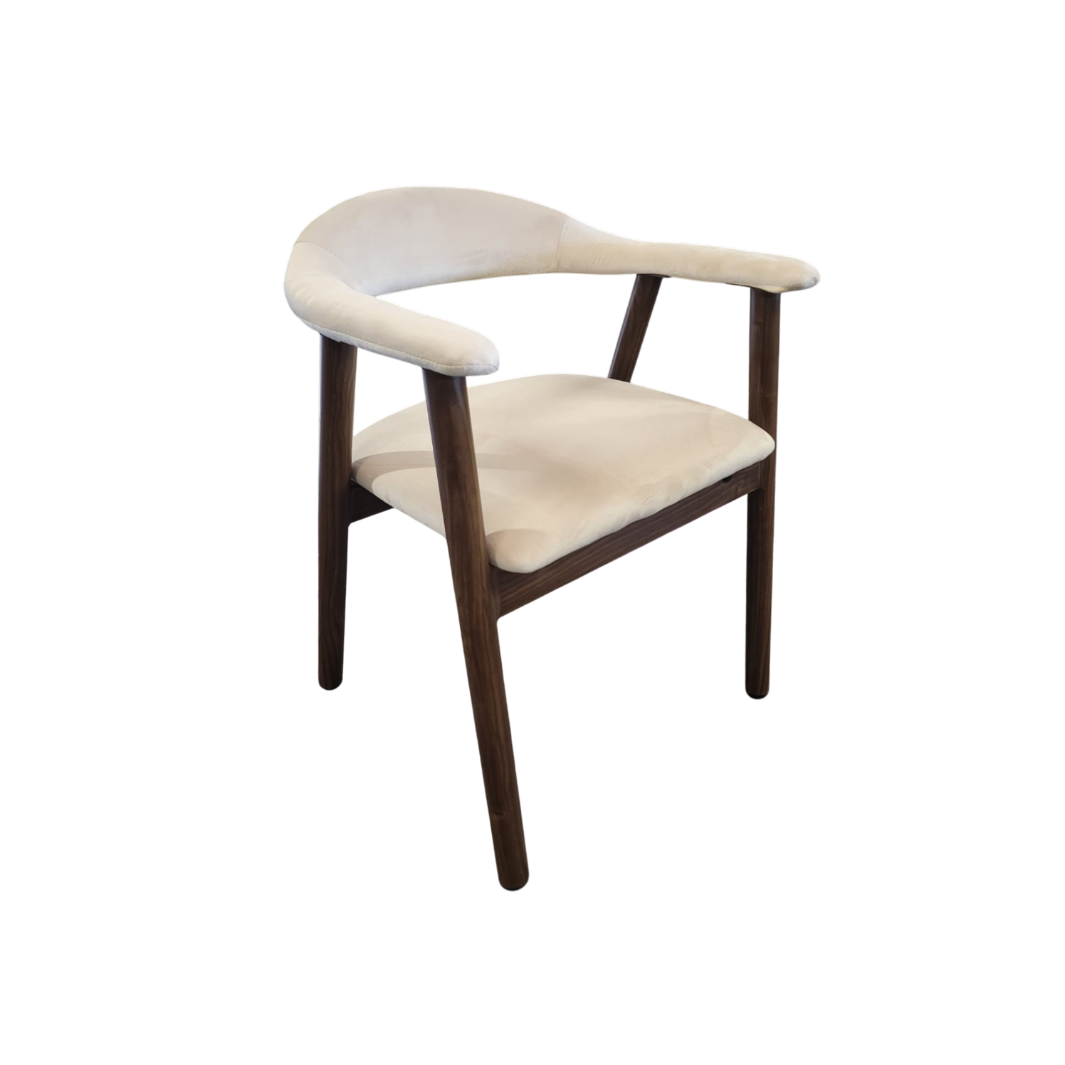 Chaise BERITA - Velours beige noyer