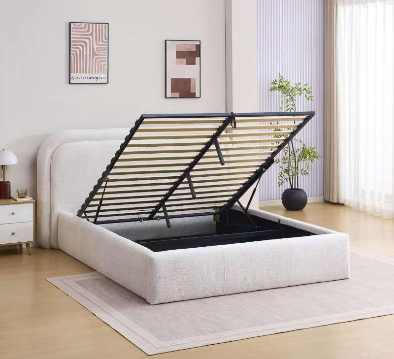 Lit BROOKLYN - Tissu cremona beige - 180x200 cm REF 3058