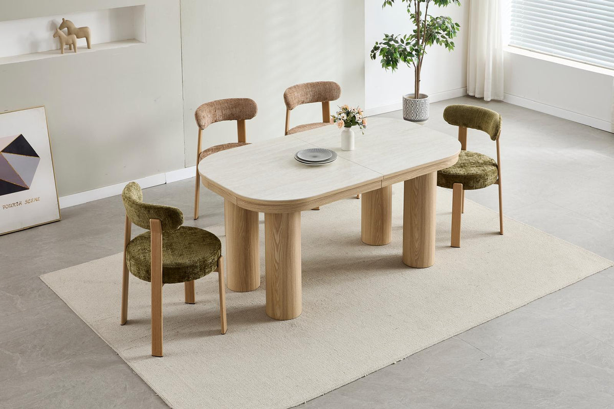 Table à manger extensible Camélia – 160 à 200 cm effet hêtre  ref 130