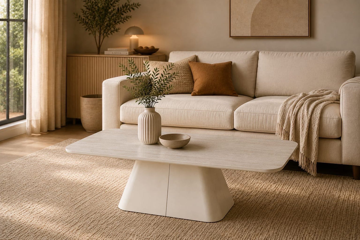 Table Basse Rectangle Neige Travertin Claire REF 133