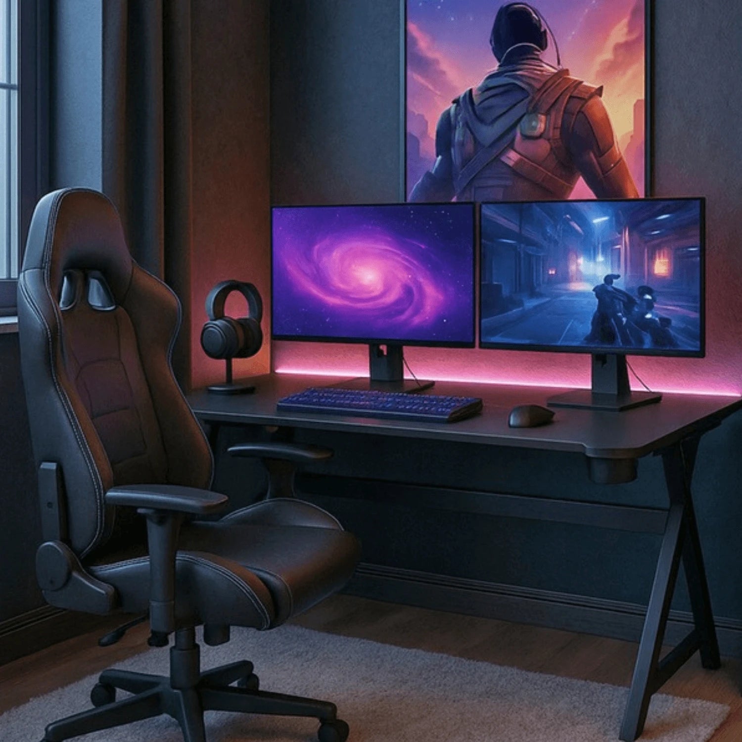 Bureau gaming BLECK 120 cm noir avec porte-gobelet REF 3017