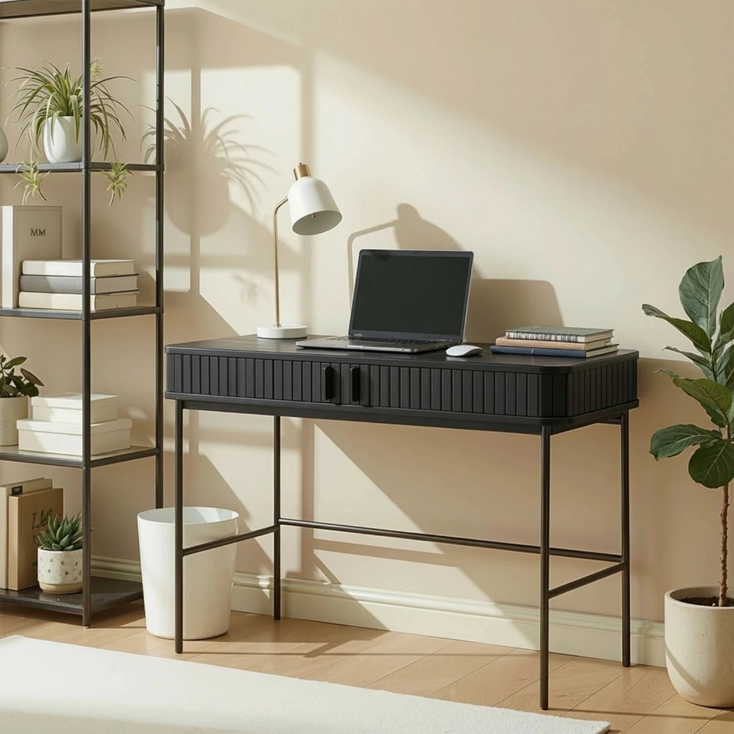 Bureau TRISH 120 cm noir avec rangement REF 3016