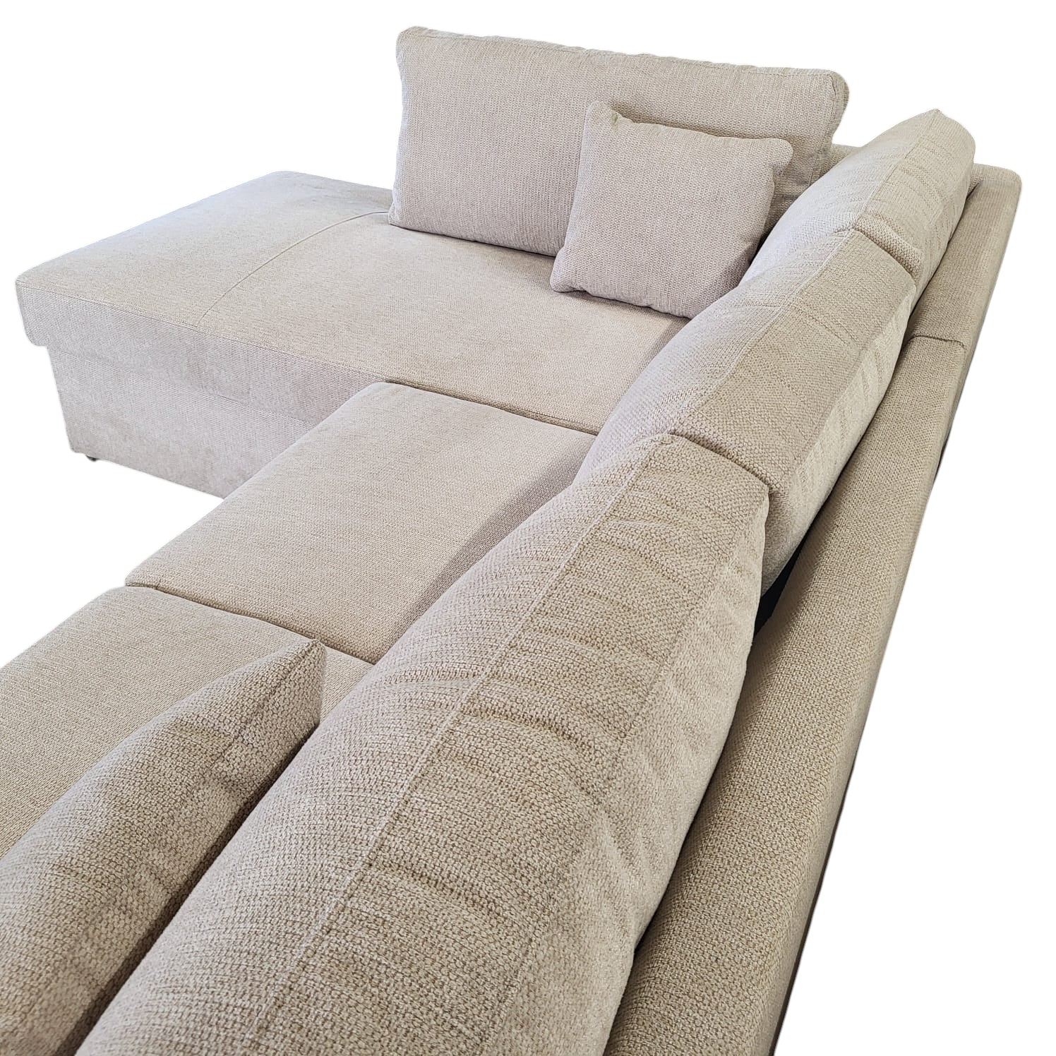 Canapé convertible avec coffre de rangement - TOSKANA - Tissu beige foncé (aragon 14)