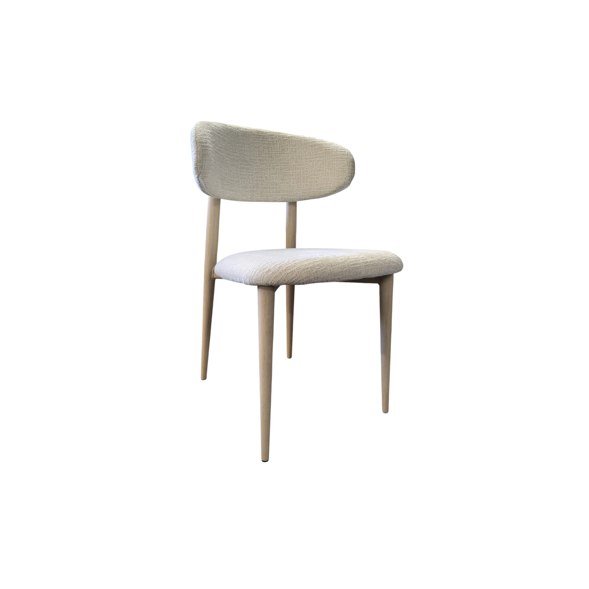 Chaise BOHEME beige - Pied travertin - Tissu Kansas - REF 1007