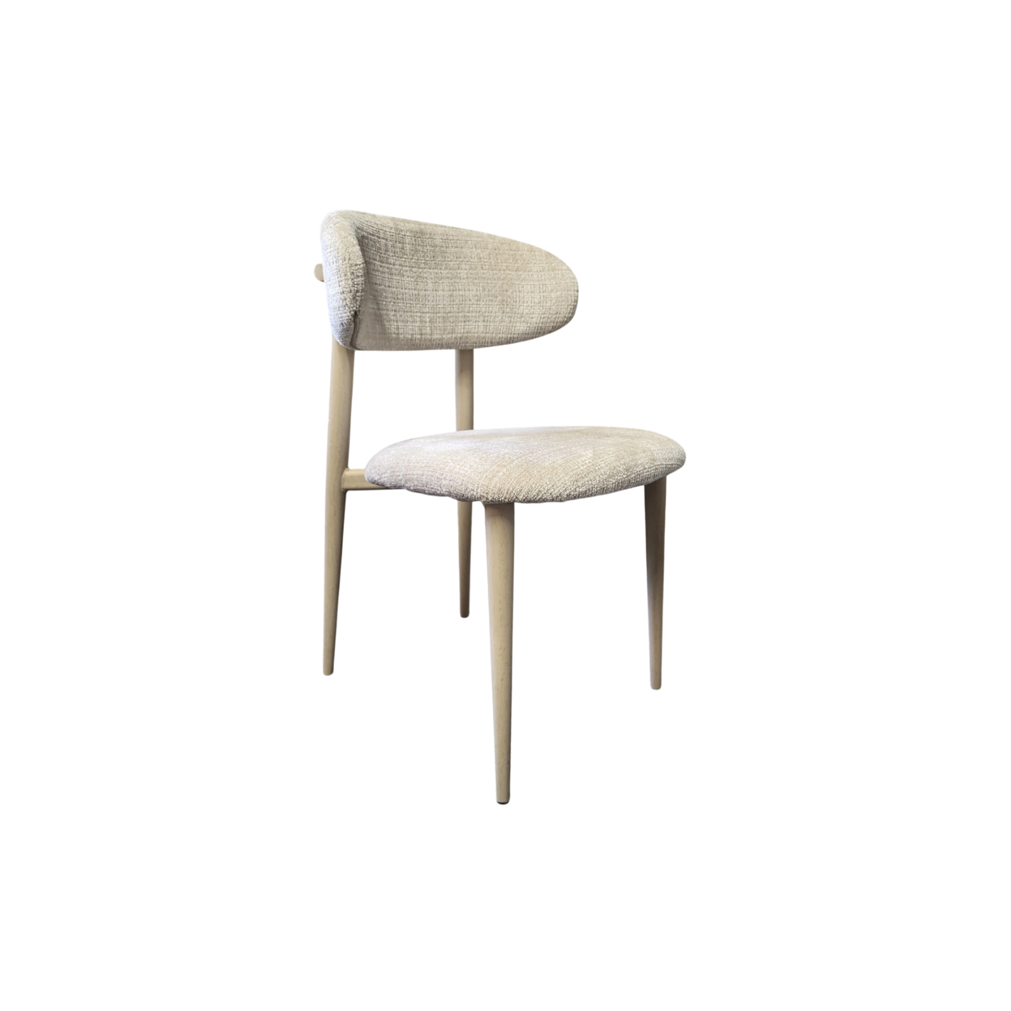 Chaise BOHEME taupe - Pied travertin - Tissu Cremona - REF 1005