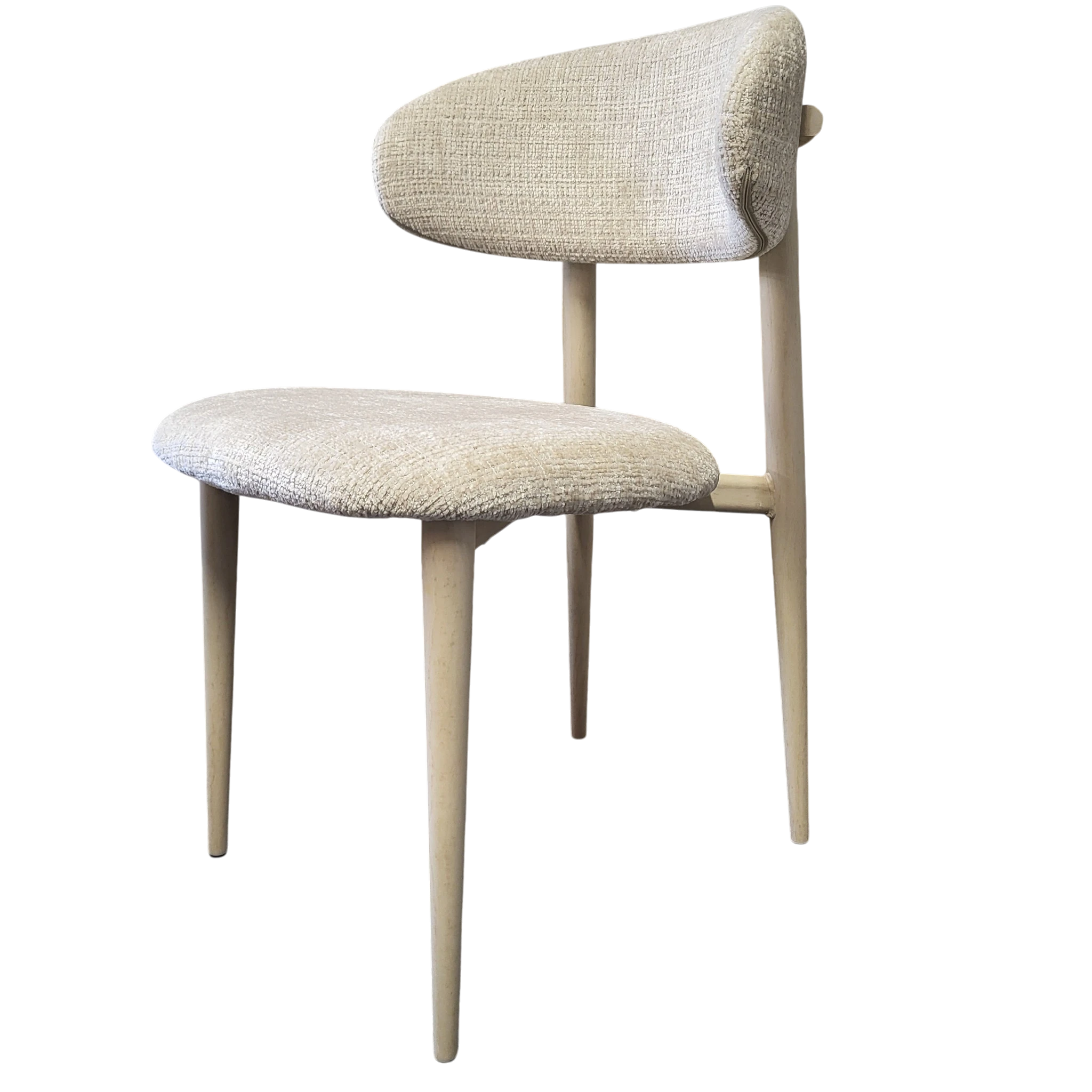 Chaise BOHEME taupe - Pied travertin - Tissu Cremona - REF 1005