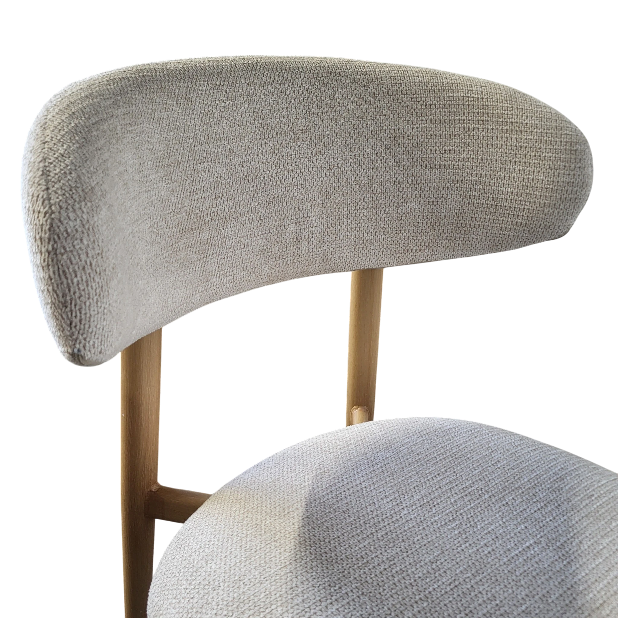 Chaise BOHÈME en tissu chenille beige - Pieds effet bois REF 51