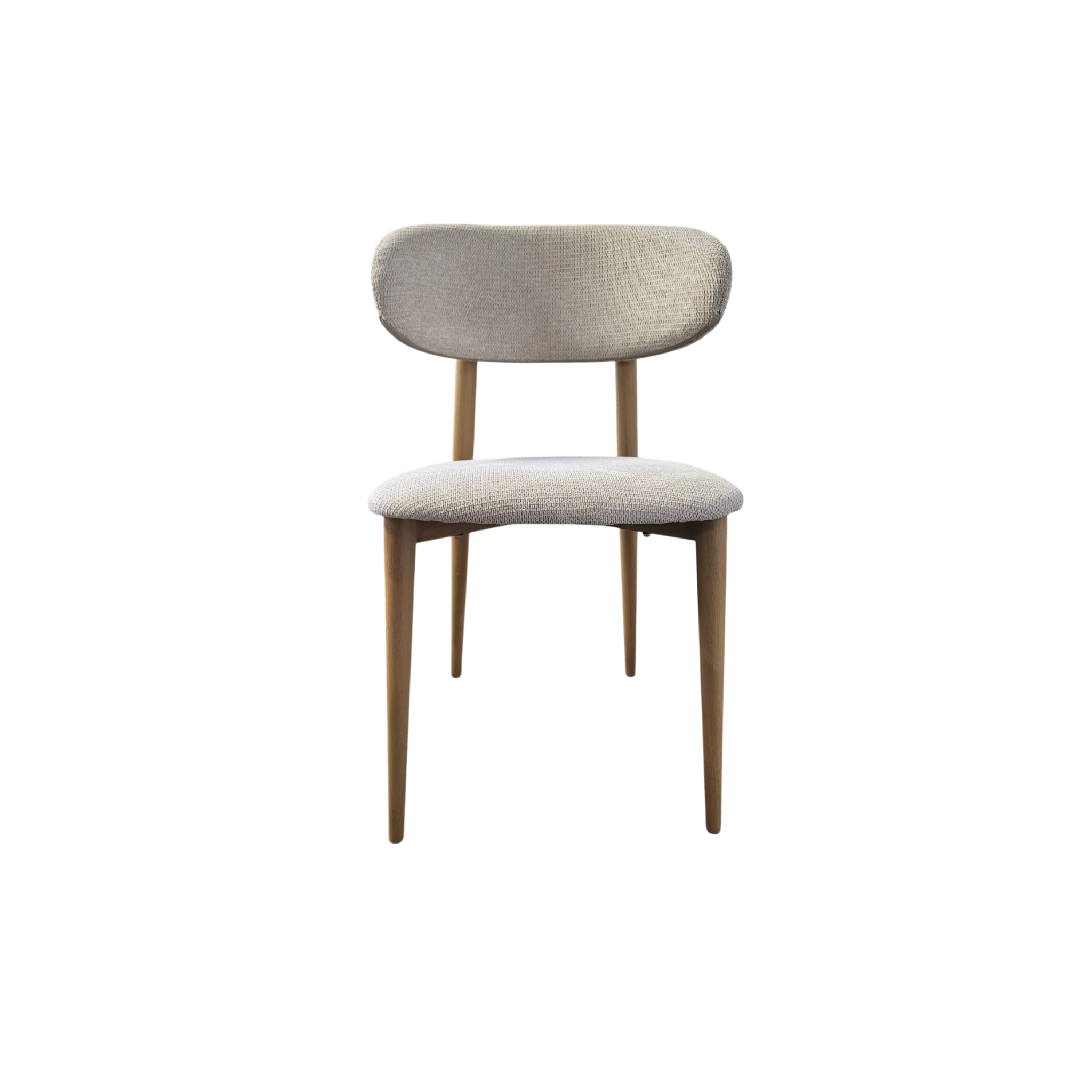 Chaise BOHÈME en tissu chenille beige - Pieds effet bois REF 51